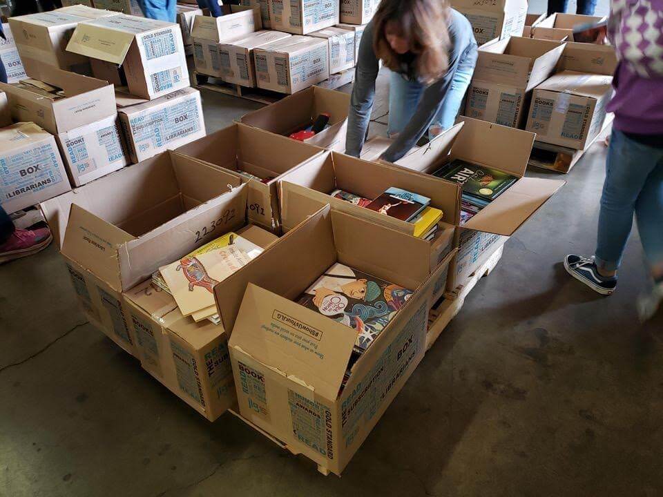 Image of Discover Books donation boxes.