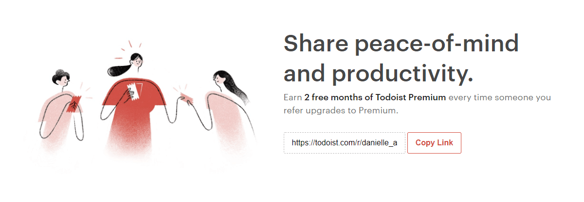 Screenshot of ToDoIst's referral program page.