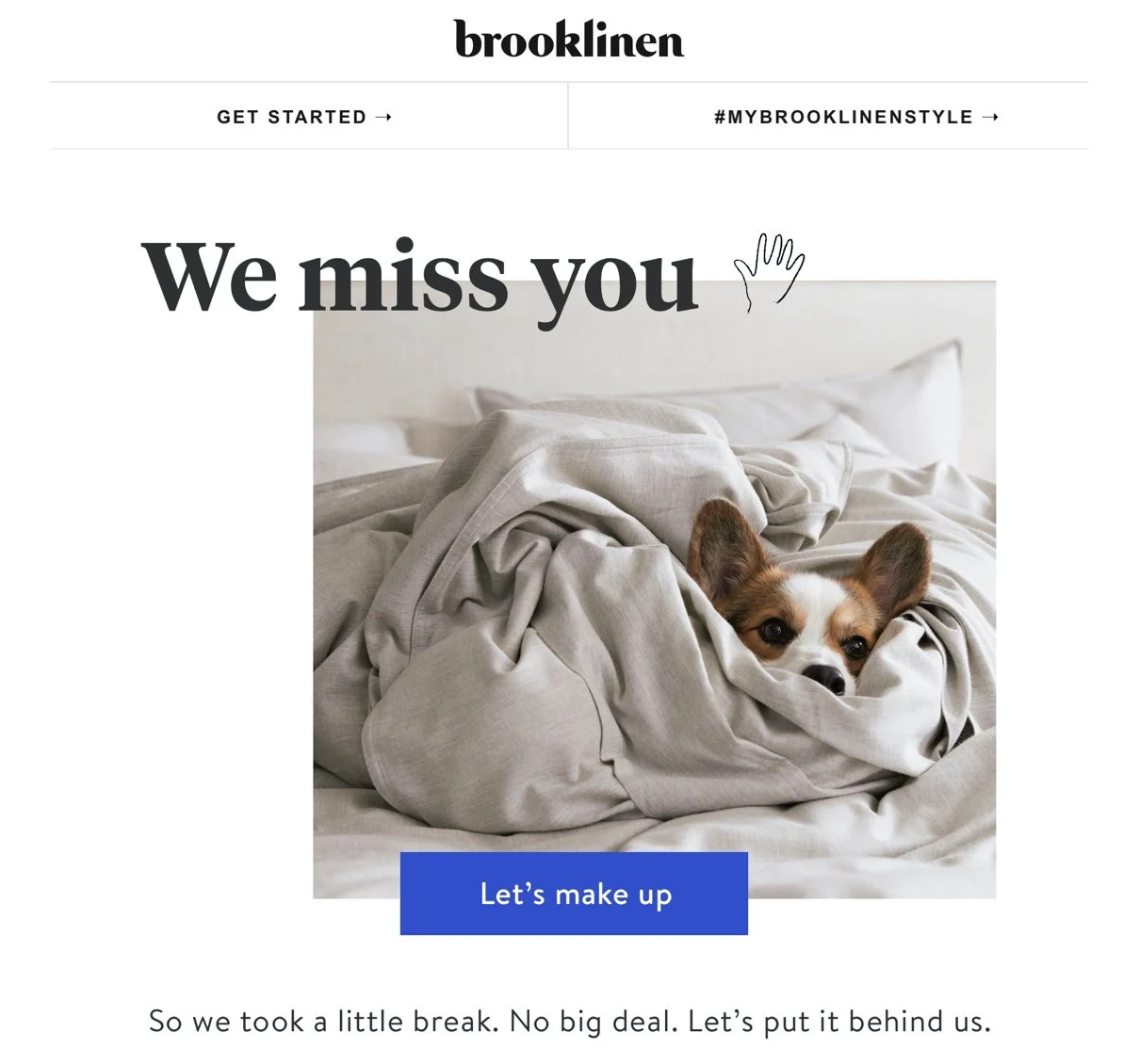 Brooklinen Re-engagement Email.