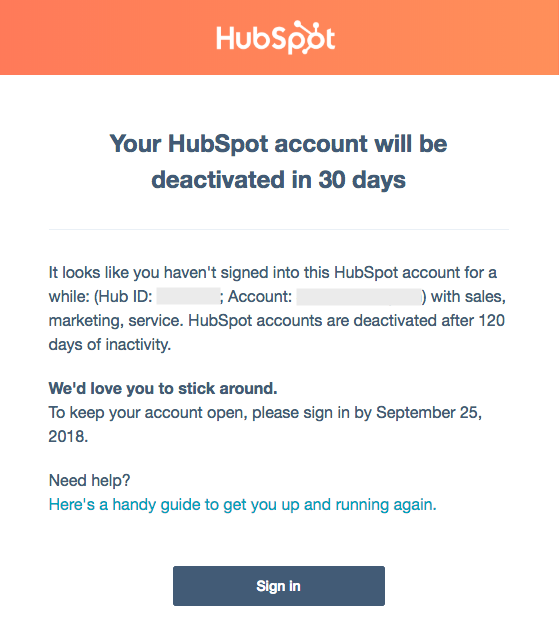 HubSpot Re-engagement Email.