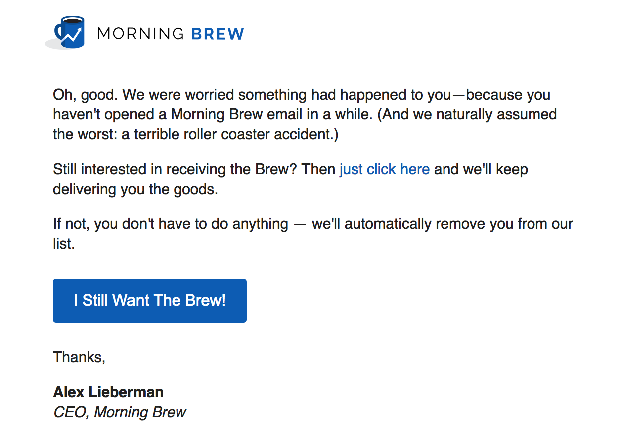 Morning Brew Re-engagement Email.