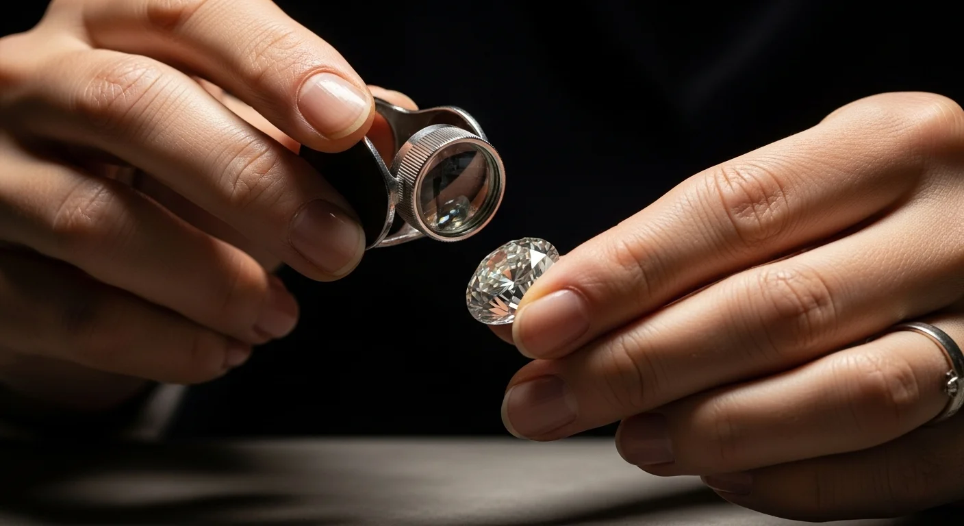 Artisan inspecting a diamond