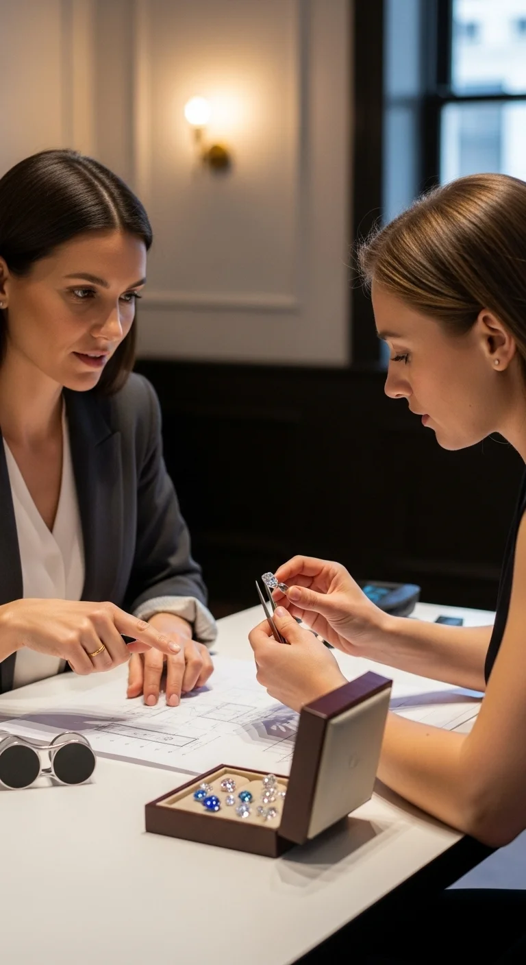 Jewellery specialist consulting with a client