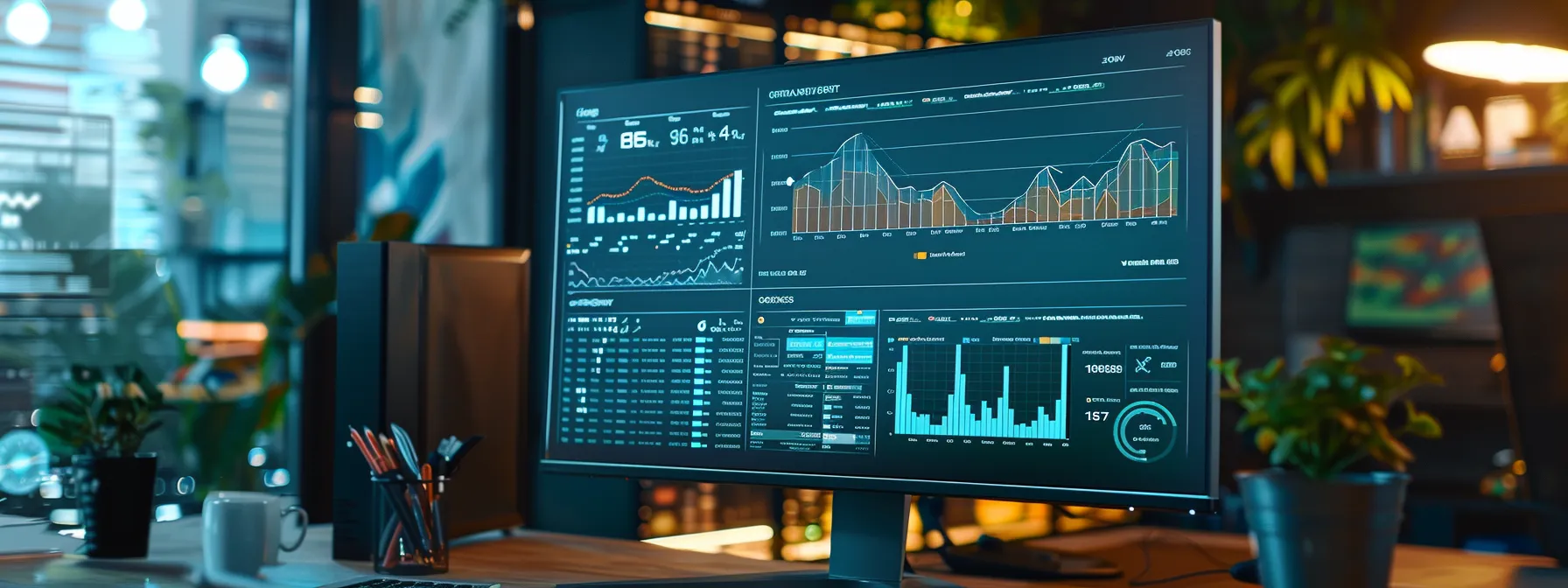 Metrics on an office computer showing how much the organization's costs are reduced by using professional automation services.