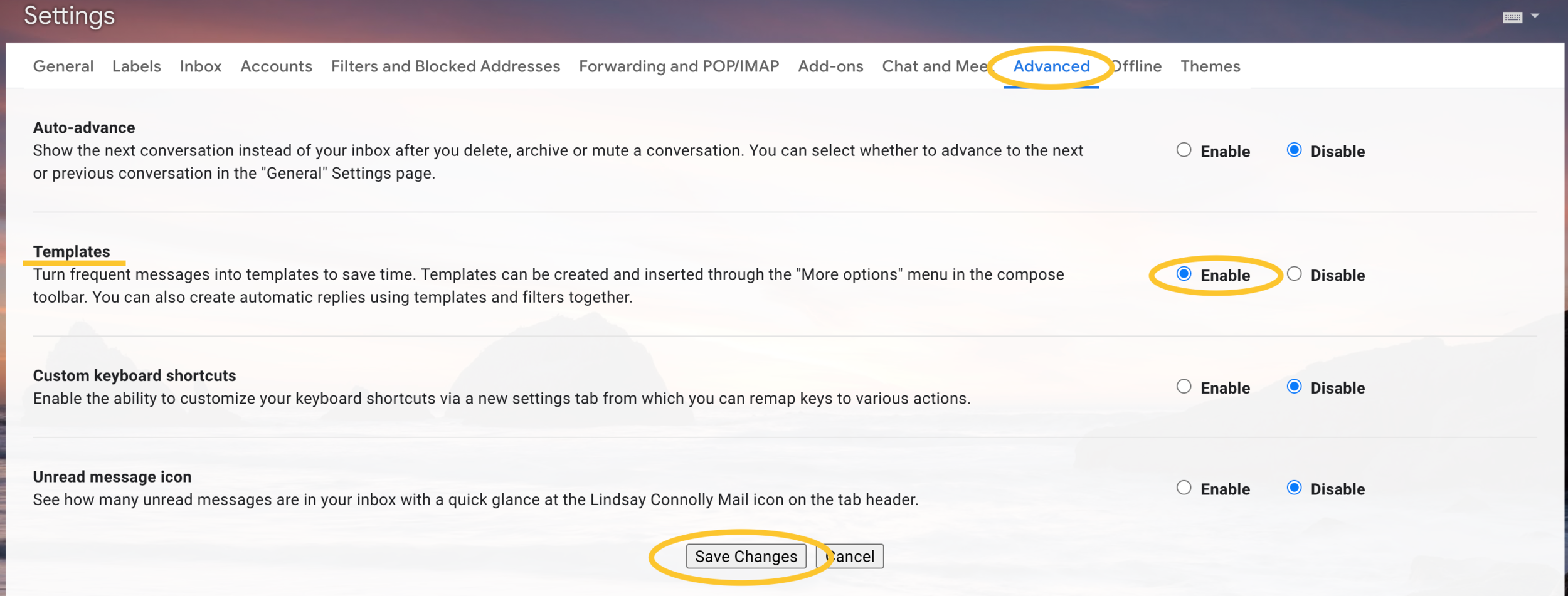 Enabling Templates in Gmail