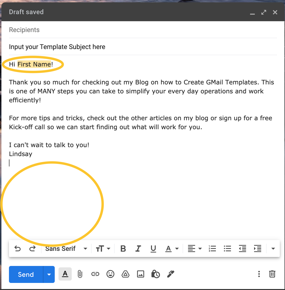 Creating an Email Template in Gmail