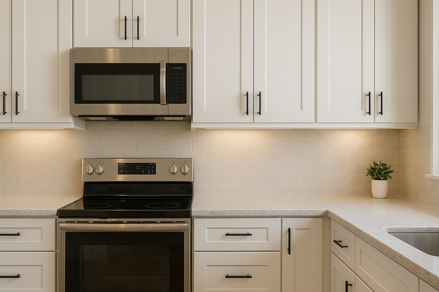 Custom kitchen cabinets with built-in appliances