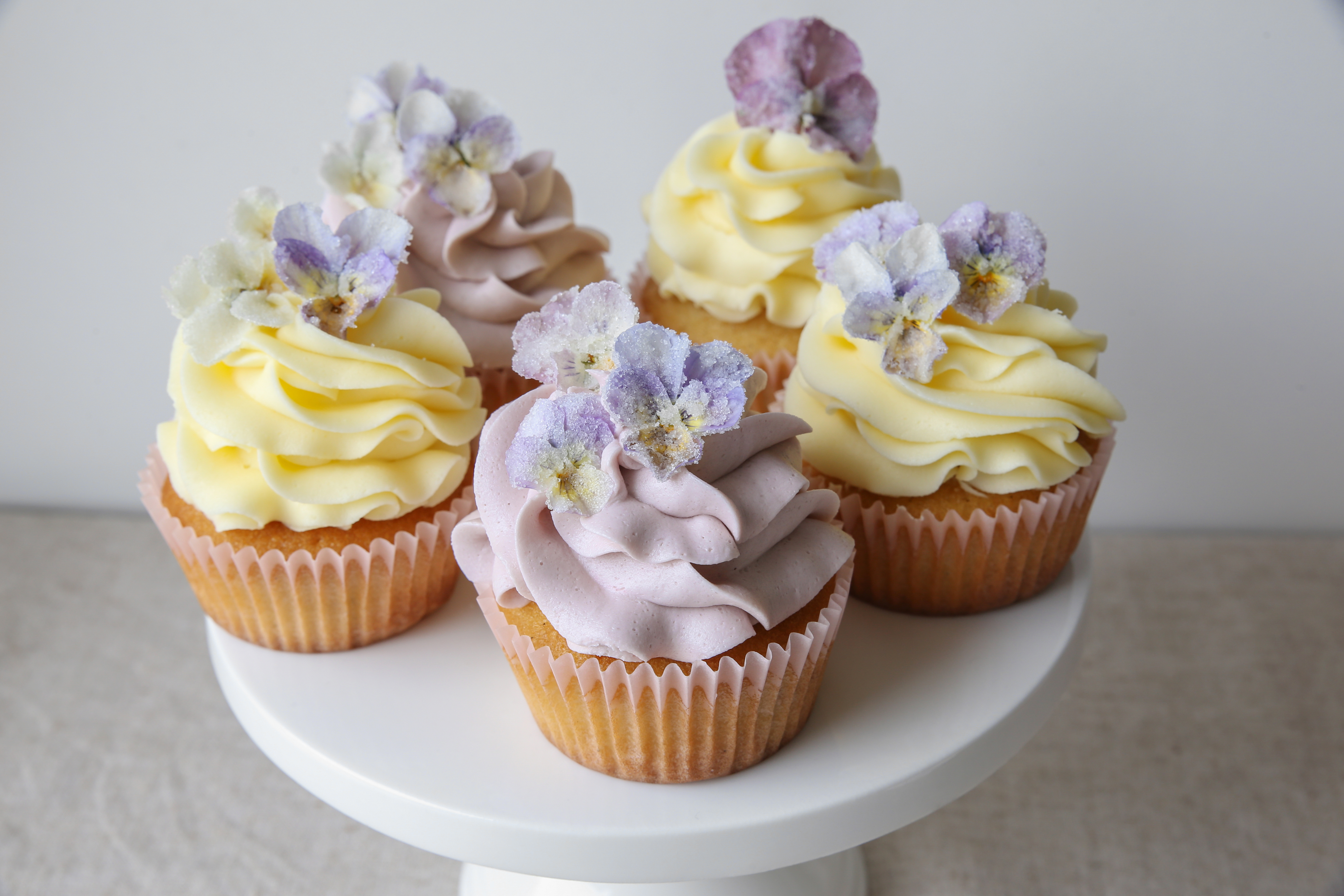 Edible sugared flowers bring an elegant touch to desserts.