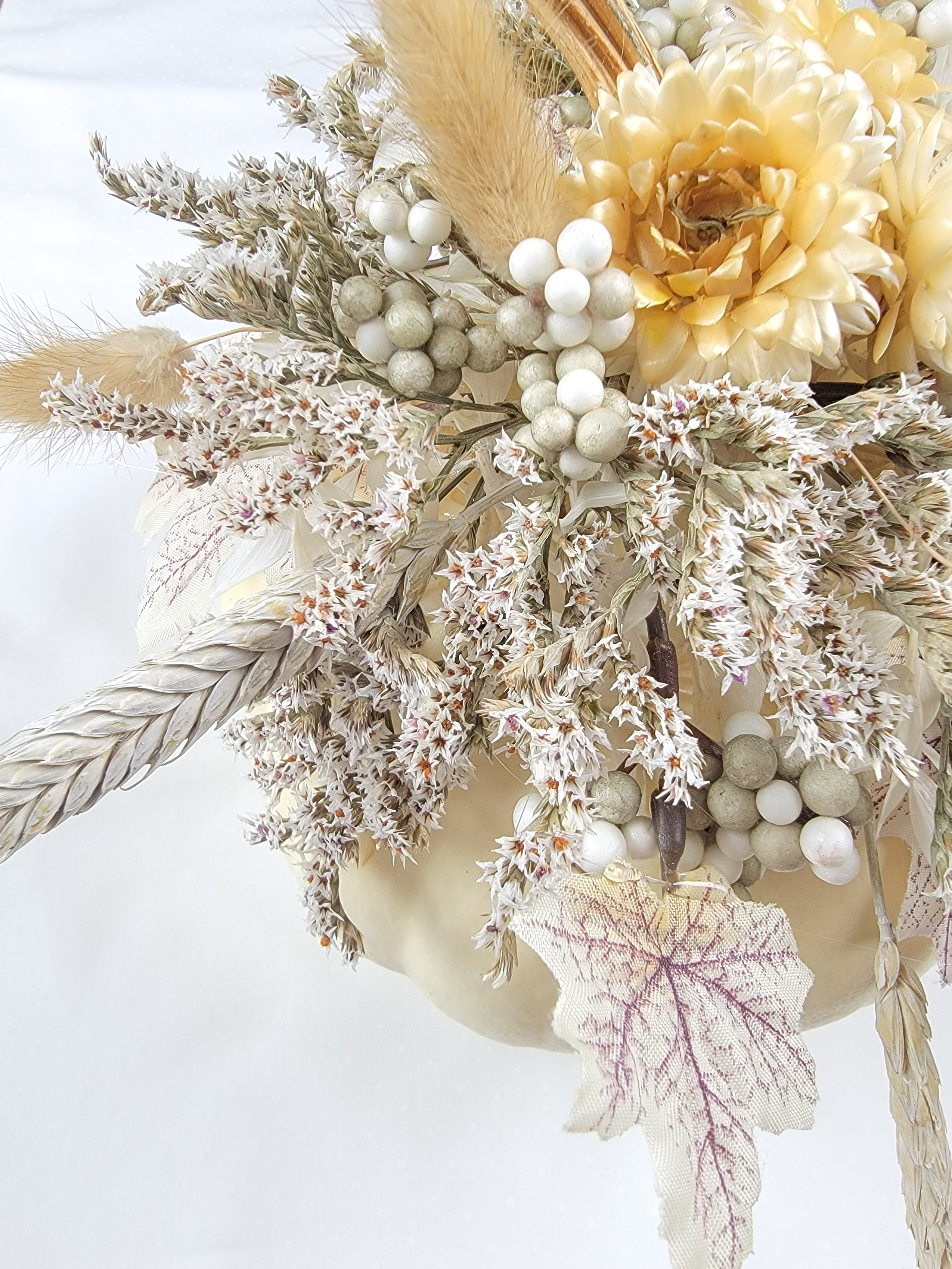 elegant decorated white pumpkin