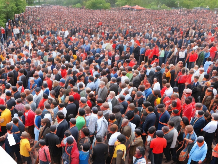 A bustling crowd of people