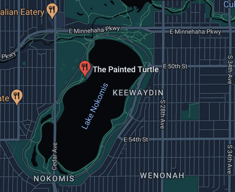 Map of the painted turtle Map of the painted turtle