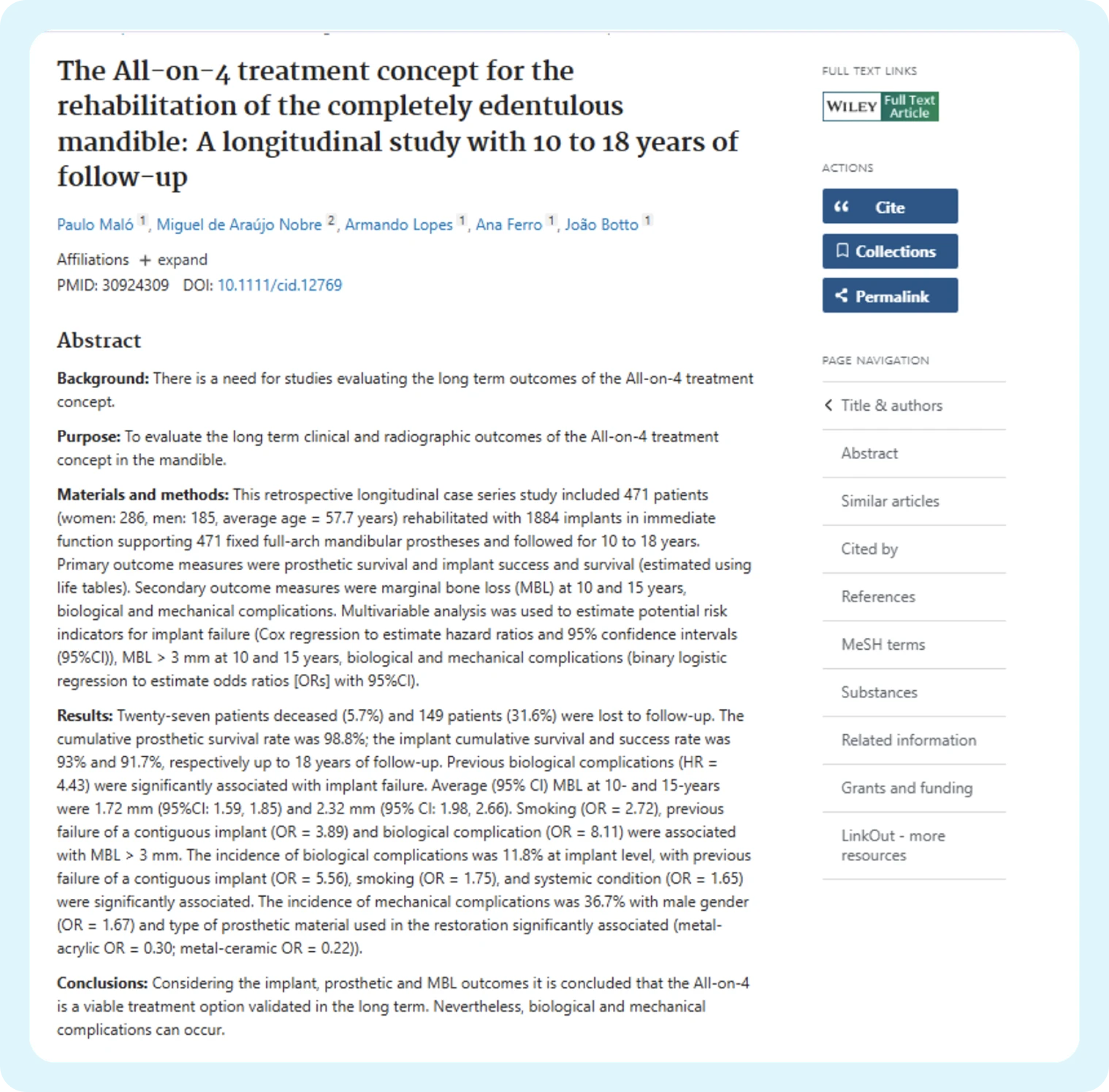 Research paper: The All-on-4 treatment concept
