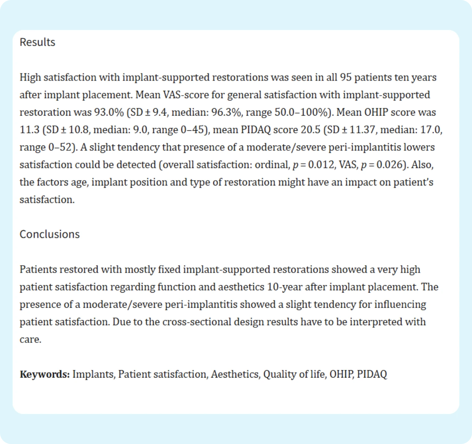 Research paper: Patient satisfaction and quality of life