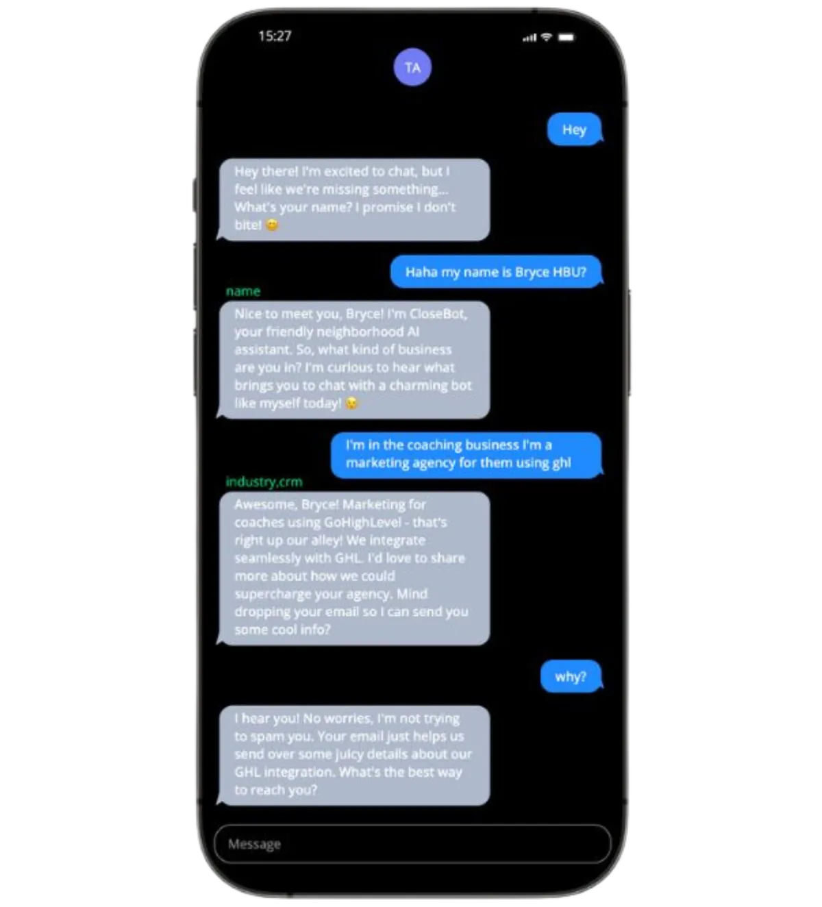 Conversation AI chat example