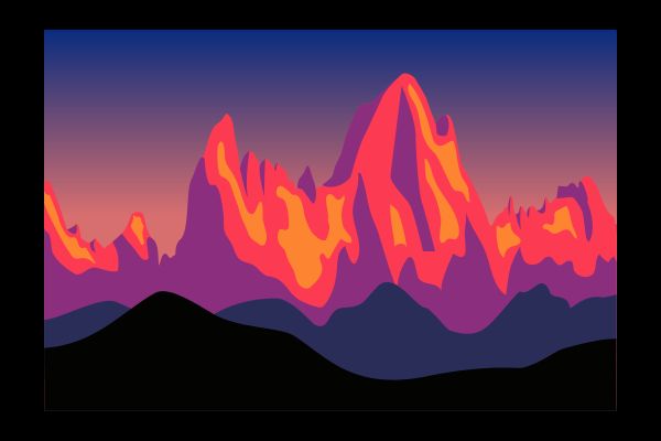 A vibrant illustration of mountains at sunset, symbolizing strength and resilience. This relates to the blog's focus on how aligning brand values with business practices builds a strong reputation, helping businesses stand tall in a competitive market.