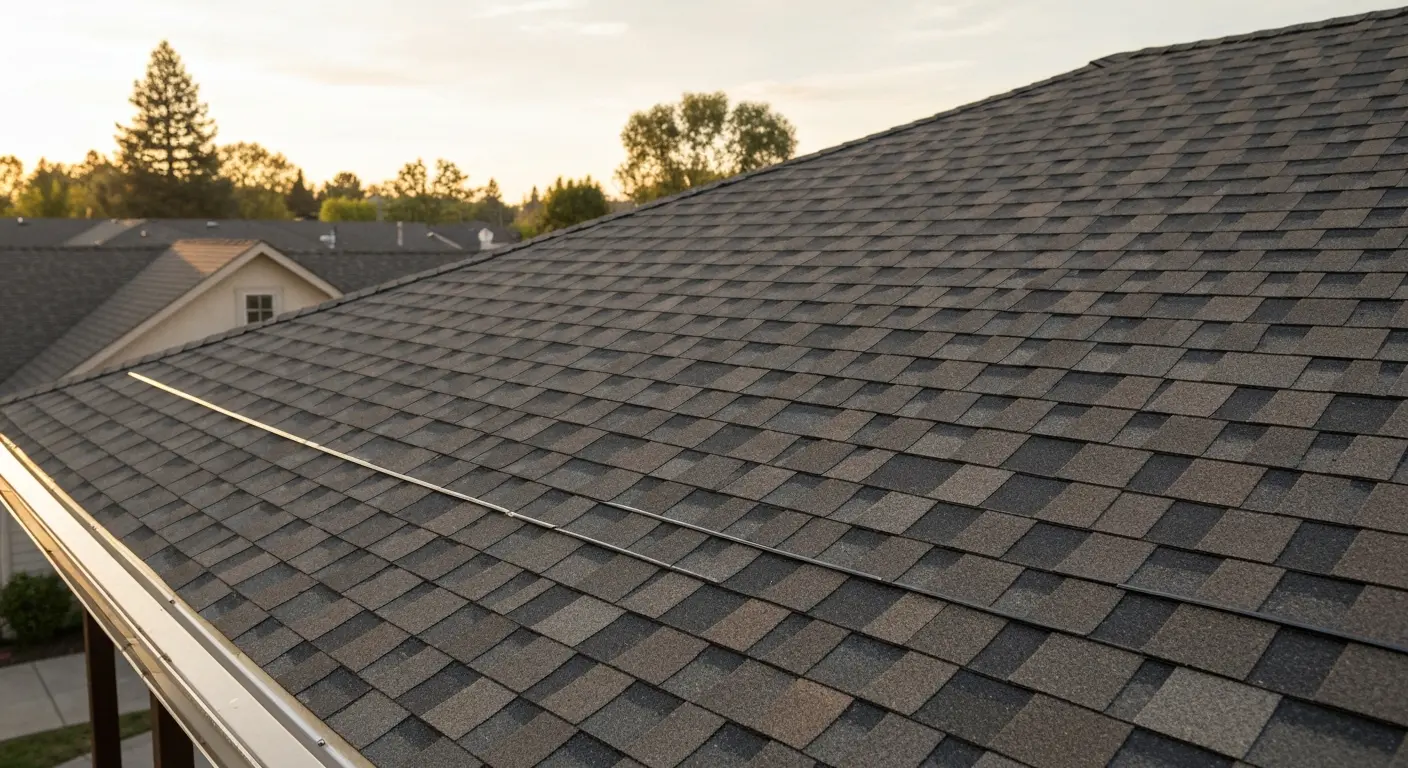 Asphalt shingle roof on residential home