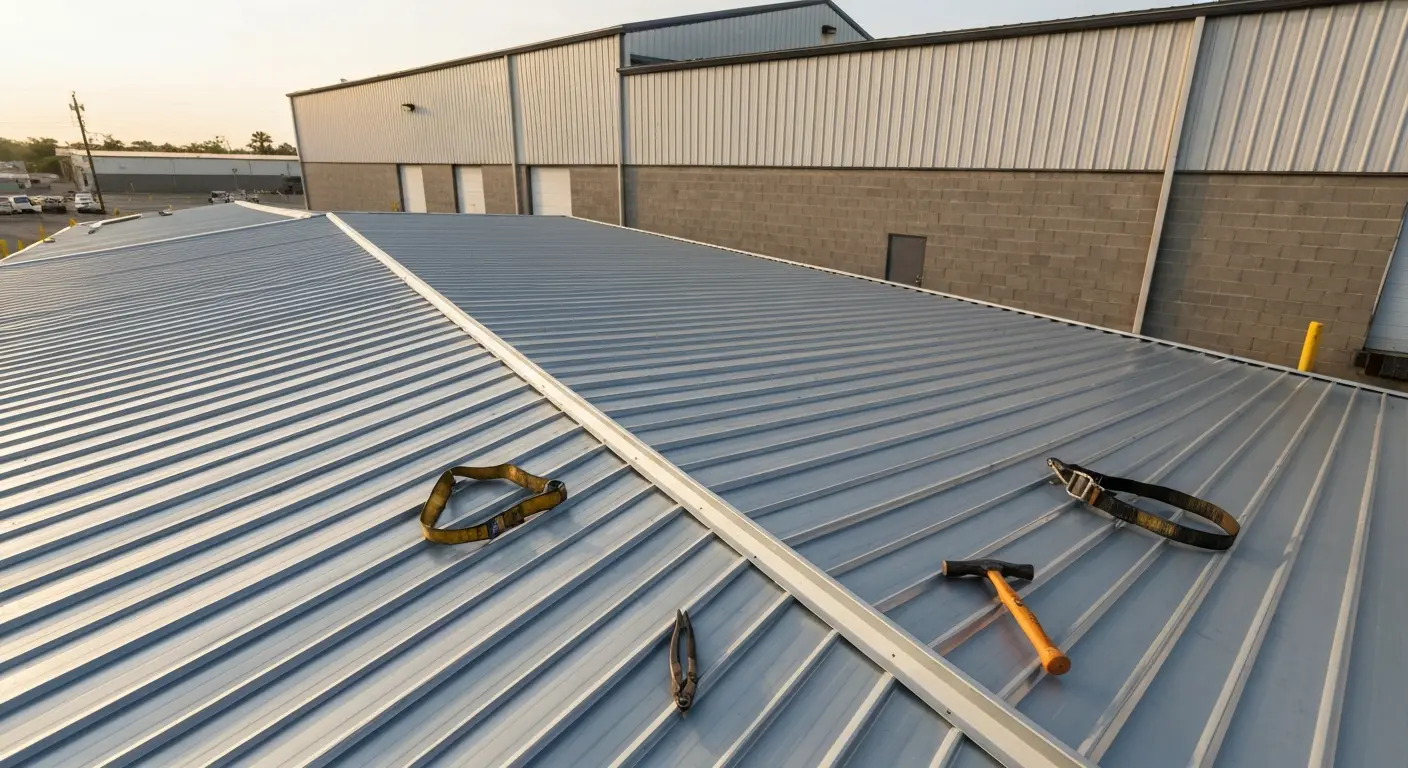 Metal roof installation project