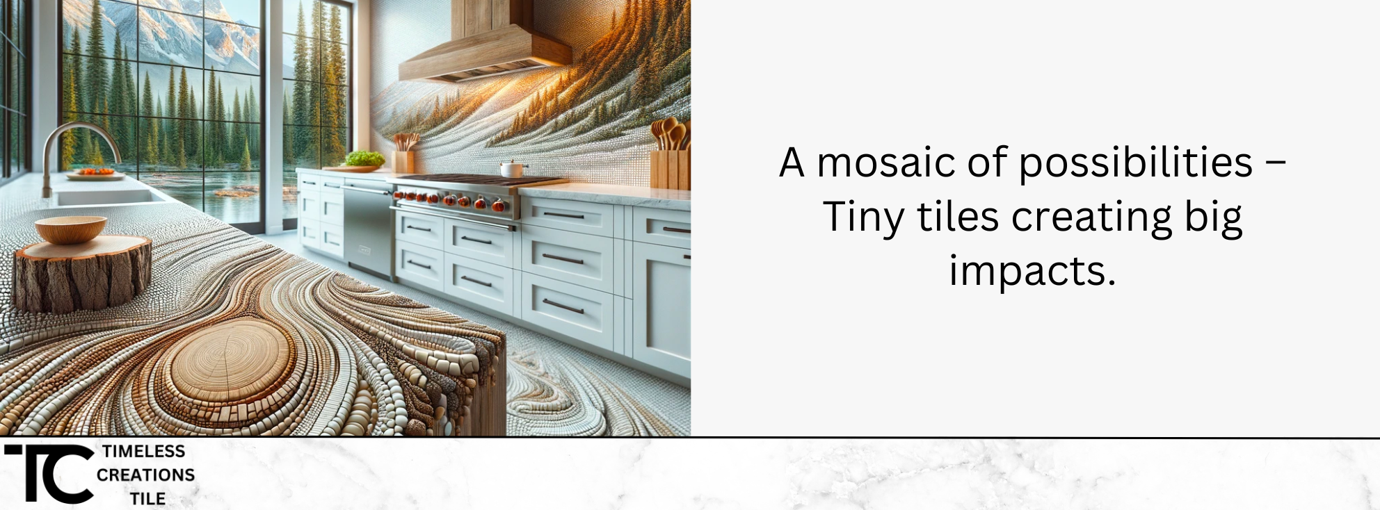 Intricate mosaic tile backsplash adding elegance to kitchen.