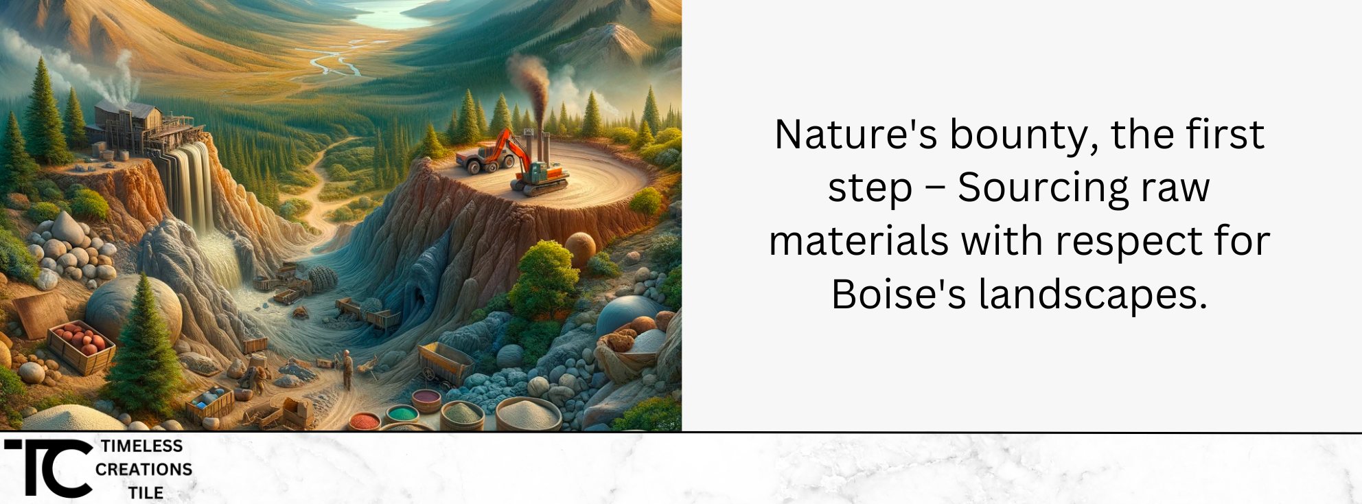 Natural materials like clay and sand used in sustainable tile making.