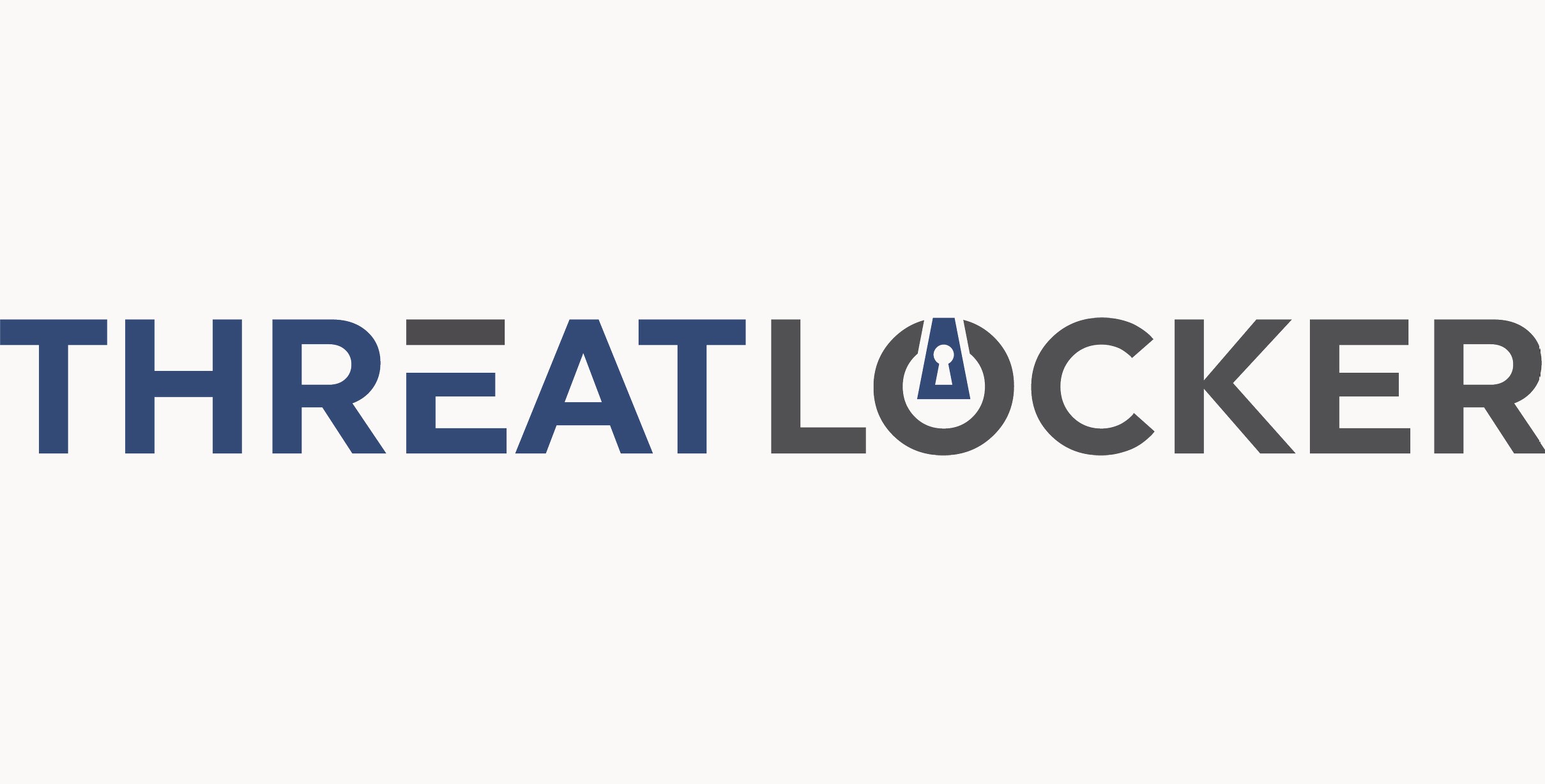 Threatlock's trademarked logo - The words "Threatlocker" in blue and white with a pad lock icon showing strong security Threatlock's trademarked logo - The words "Threatlocker" in blue and white with a pad lock icon showing strong security