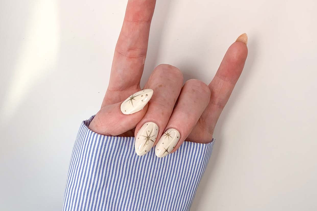 Structured gel manicure finished with Not So Simple hand painted nail art.