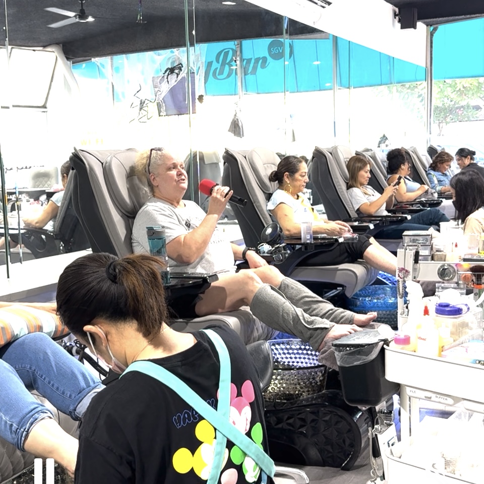Salon Fun at BeautyBar SGV Karaoke Day – A relaxed and inviting salon setting at BeautyBar SGV, where guests sing their favorite songs and enjoy a music-filled day.
