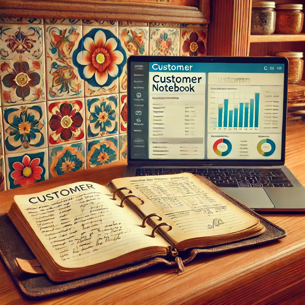 Comparación entre libreta y laptop con CRM Comparación entre libreta y laptop con CRM