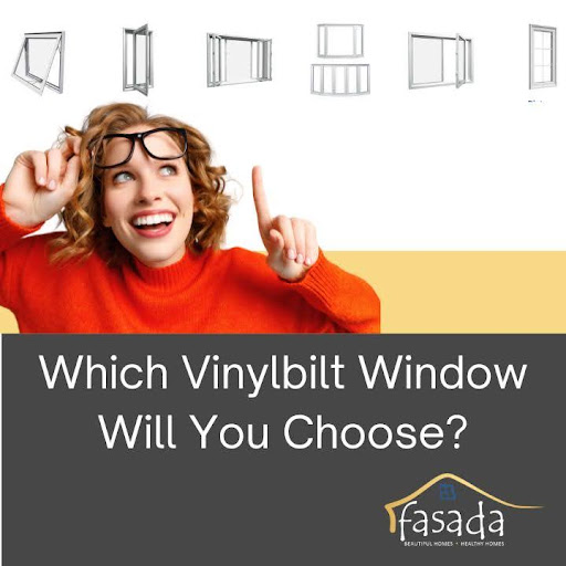 Fasada Windows and Doors branded image with a woman pointing to the various window types offered from Vinylbilt. Fasada Windows and Doors branded image with a woman pointing to the various window types offered from Vinylbilt.