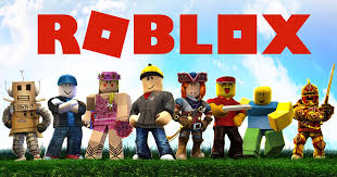 Roblox logo and game characters Roblox logo and game characters