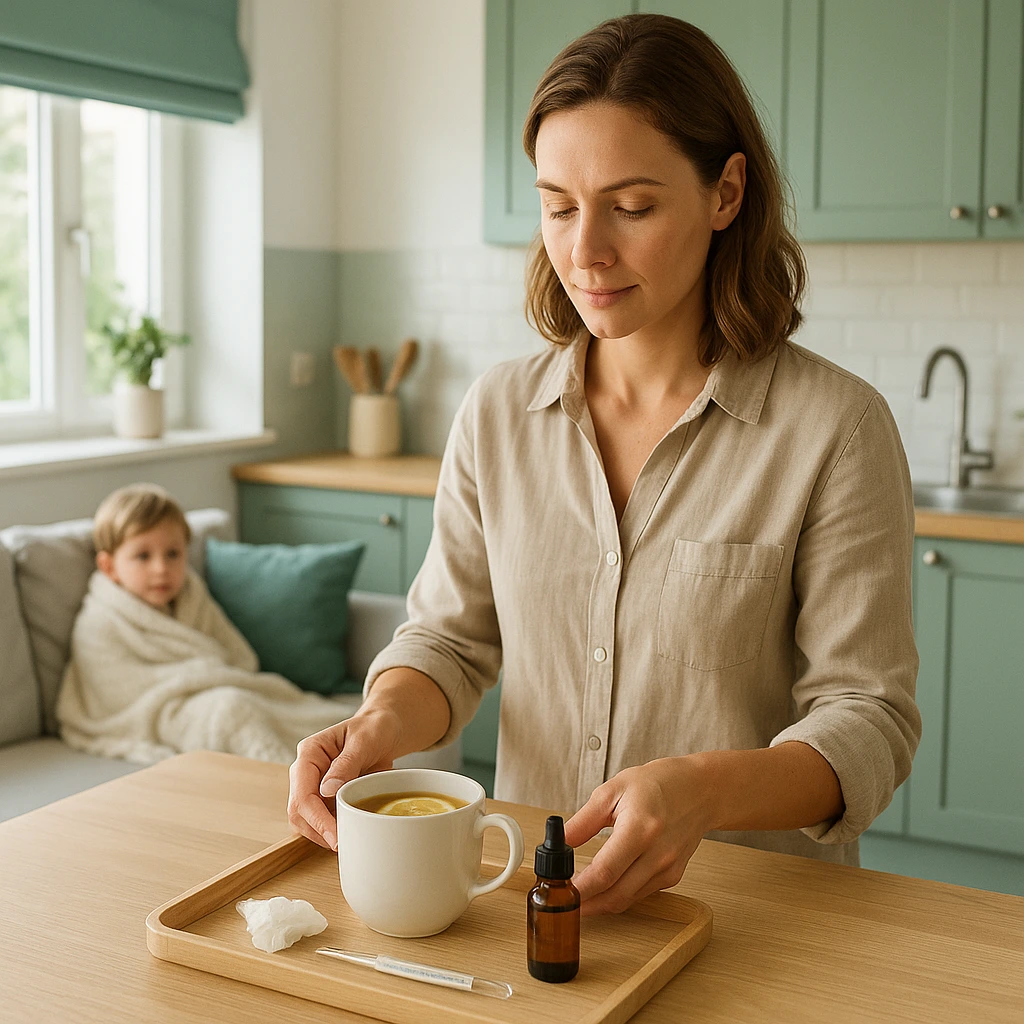 Caregiver preparing a quick kid-safe remedy at home