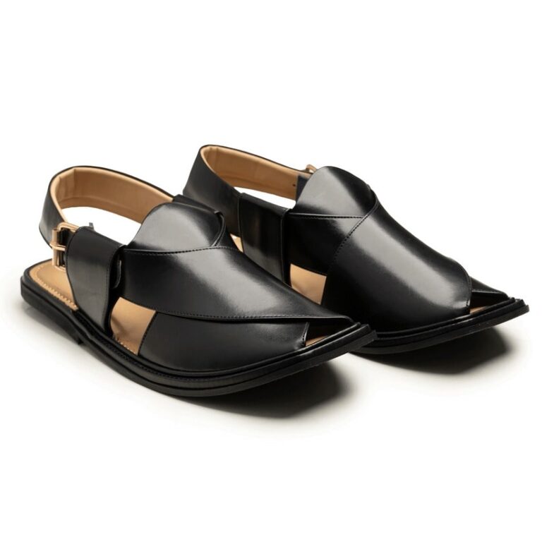 Shiny Black Smart Zalmi Peshawari Chappal