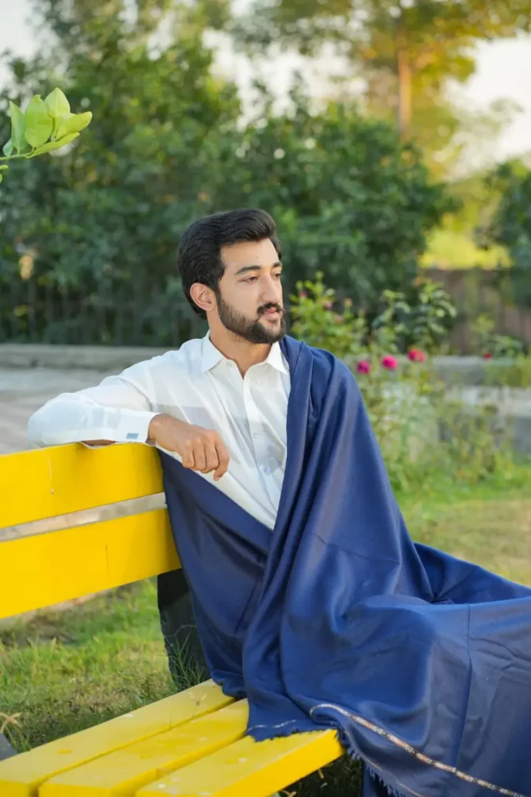72 Wool Men Blue Shawl – Premium Handwoven Comfort and Style