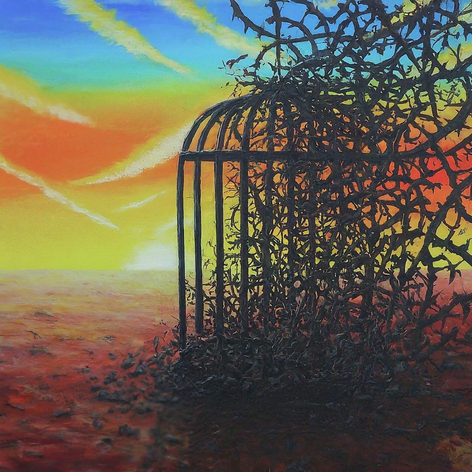 a cage with thorns through it a cage with thorns through it