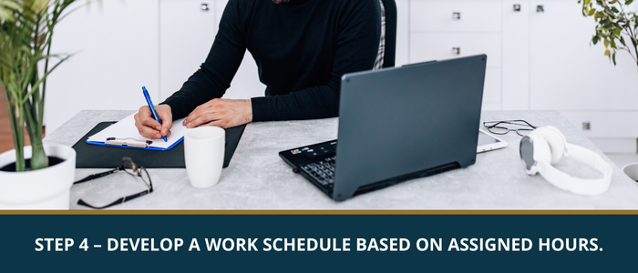 Develop a work schedule based on assigned hours