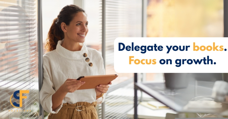 Entrepreneur working peacefully at desk with organized financial documents and tablet – stress-free bookkeeping Entrepreneur working peacefully at desk with organized financial documents and tablet – stress-free bookkeeping
