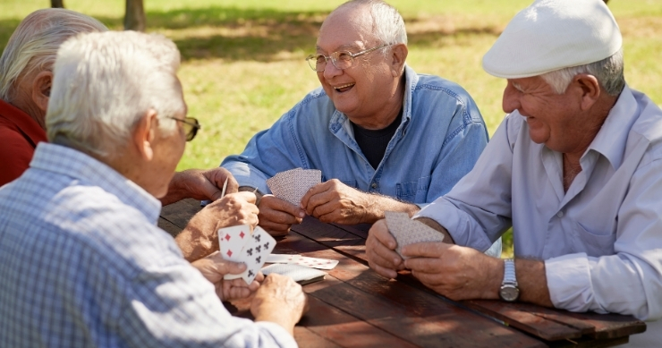 Elderly, happy and inscribed on Medicare.