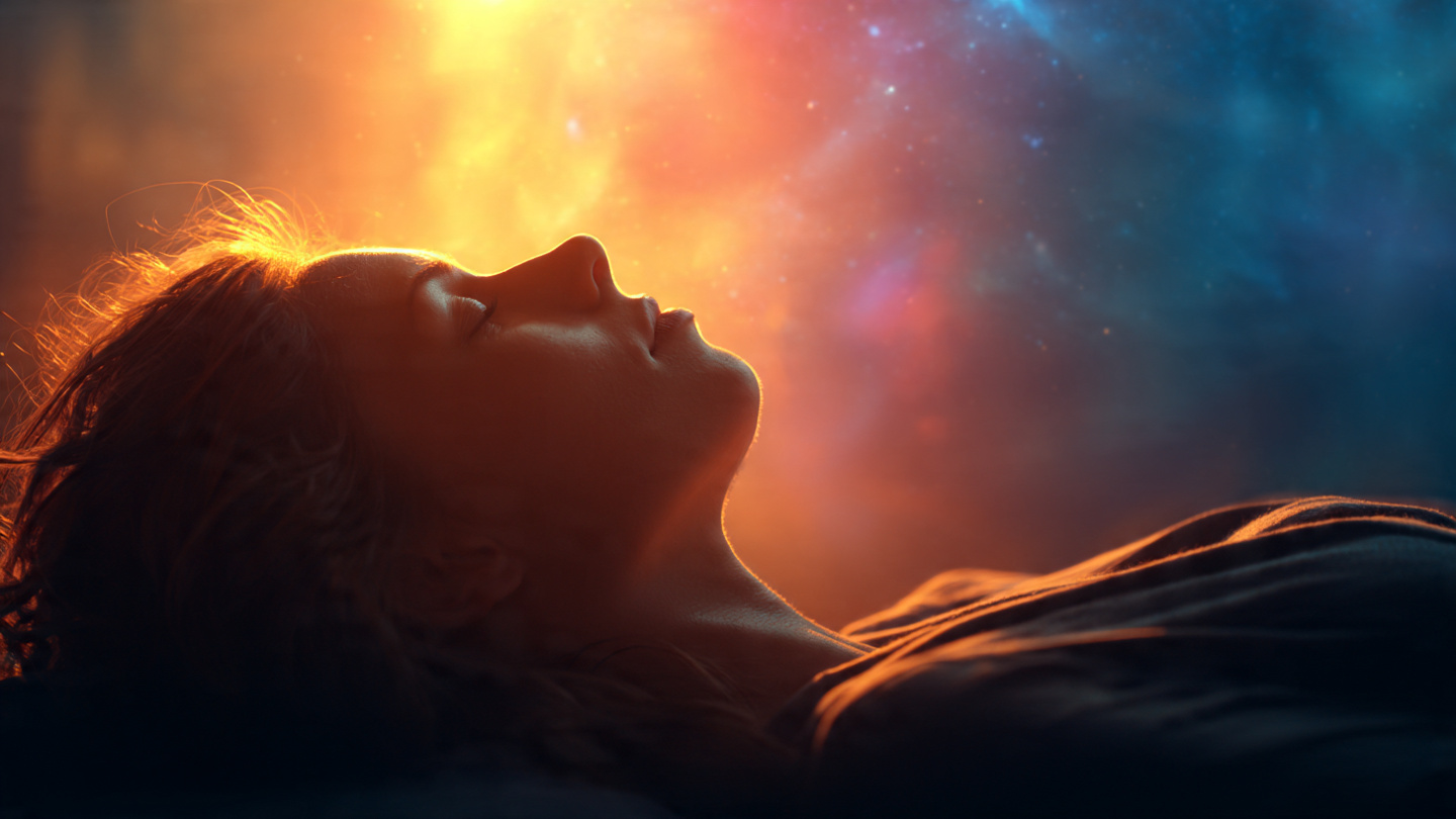 Person practicing Yoga Nidra or deep rest in warm light, calm atmosphere showing a glowing energy aura symbolizing mental reset — soothing yet scientific art style. Person practicing Yoga Nidra or deep rest in warm light, calm atmosphere showing a glowing energy aura symbolizing mental reset — soothing yet scientific art style.