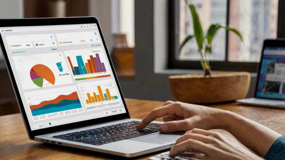 A vibrant digital graphic of a person using a laptop with a budgeting app open. The screen displays neatly organized categories like 'Savings,' 'Debt Payment,' and 'Emergency Fund,' with progress bars and graphs. Modern, colorful, and optimistic. A vibrant digital graphic of a person using a laptop with a budgeting app open. The screen displays neatly organized categories like 'Savings,' 'Debt Payment,' and 'Emergency Fund,' with progress bars and graphs. Modern, colorful, and optimistic.