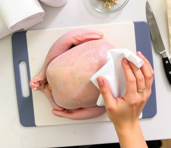 Place the chicken on a cutting board or clean surface Place the chicken on a cutting board or clean surface