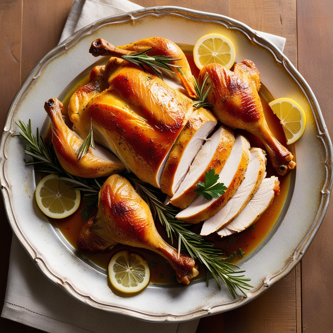 After resting, use a sharp knife to carve the chicken. Start with the legs, then move to the wings, and finally slice the breast meat After resting, use a sharp knife to carve the chicken. Start with the legs, then move to the wings, and finally slice the breast meat