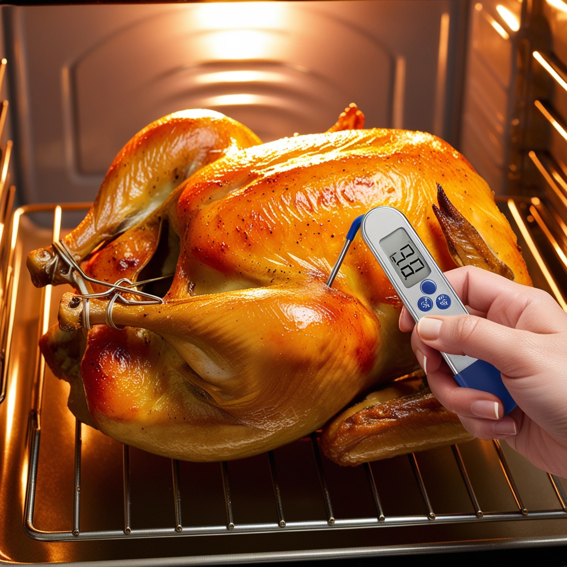 Roast the chicken for 1 hour 30 minutes to 1 hour 45 minutes (the exact time depends on the size of the chicken). Roast the chicken for 1 hour 30 minutes to 1 hour 45 minutes (the exact time depends on the size of the chicken).