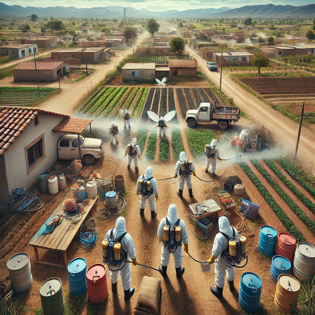 Profesionales de fumigación aplicando tratamientos en una zona residencial y agrícola de Agualeguas, Nuevo León, utilizando equipos avanzados y métodos seguros para el control de plagas, en un entorno rural característico de la región. Profesionales de fumigación aplicando tratamientos en una zona residencial y agrícola de Agualeguas, Nuevo León, utilizando equipos avanzados y métodos seguros para el control de plagas, en un entorno rural característico de la región.
