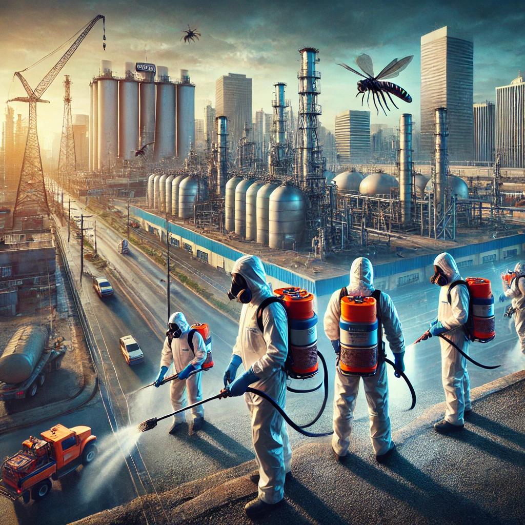 Equipo de fumigación profesional trabajando en áreas urbanas y comerciales de Monterrey, Nuevo León, utilizando métodos avanzados y seguros para el control de plagas. Equipo de fumigación profesional trabajando en áreas urbanas y comerciales de Monterrey, Nuevo León, utilizando métodos avanzados y seguros para el control de plagas.