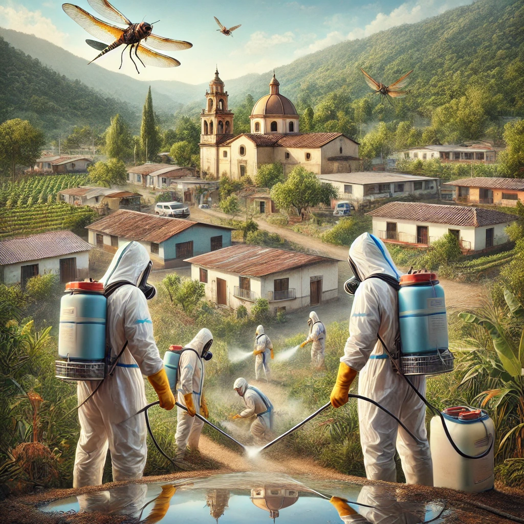 Profesionales de fumigación en Santiago, Nuevo León, aplicando tratamientos en un entorno natural y urbano para el control de plagas. Profesionales de fumigación en Santiago, Nuevo León, aplicando tratamientos en un entorno natural y urbano para el control de plagas.