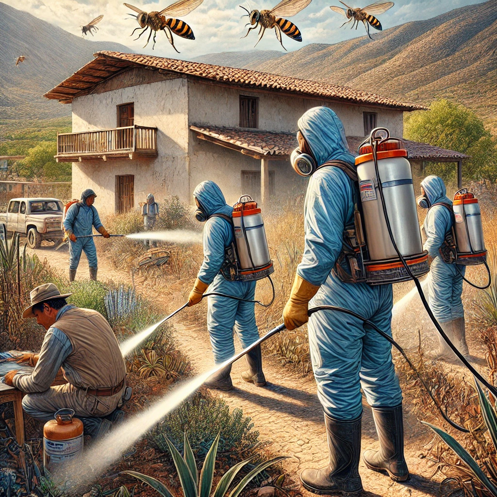 Profesionales de fumigación en Vallecillo, Nuevo León, aplicando tratamientos en áreas residenciales y comerciales para el control de plagas Profesionales de fumigación en Vallecillo, Nuevo León, aplicando tratamientos en áreas residenciales y comerciales para el control de plagas
