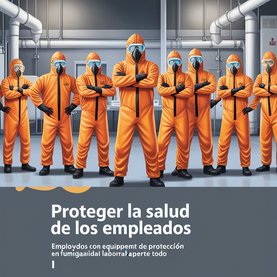 "Empleados con equipo de protección en fumigación. Seguridad laboral ante todo." "Empleados con equipo de protección en fumigación. Seguridad laboral ante todo."