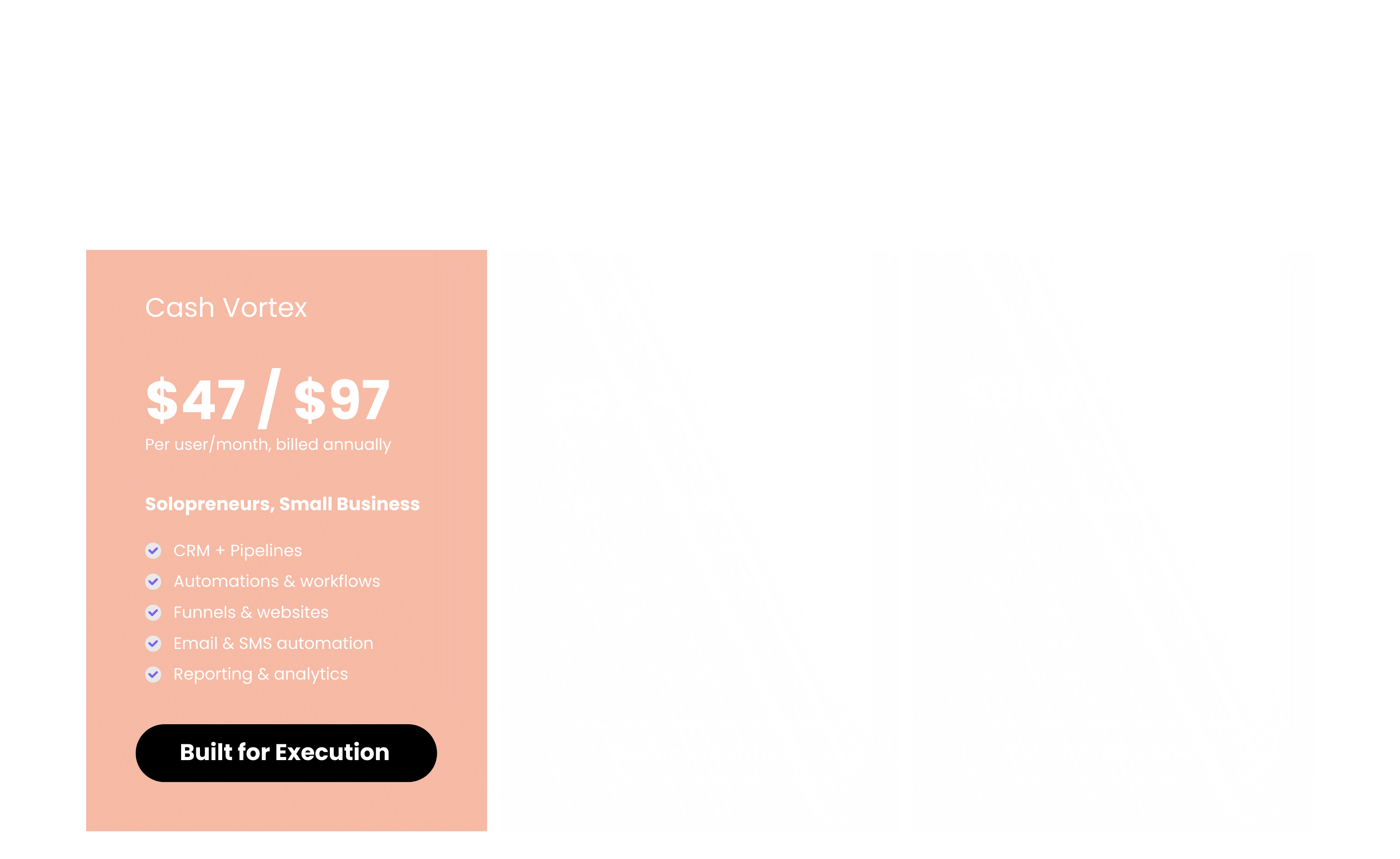 CashVortex vs HighLevel Pricing Comparison