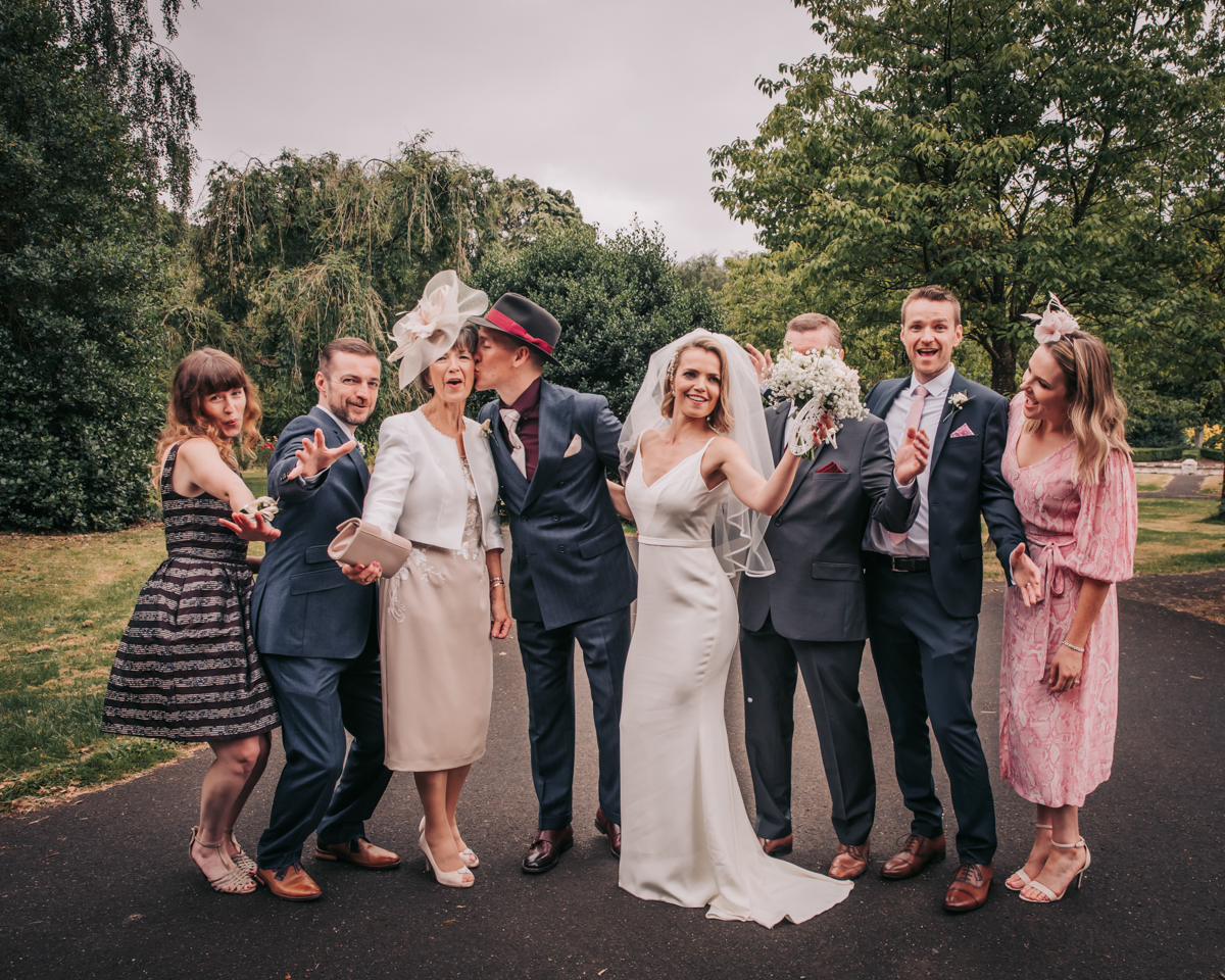 Candid wedding group photographs. Relaxed, bride, groom and guests having fun in Maxwell Park, Glasgow. Candid wedding group photographs. Relaxed, bride, groom and guests having fun in Maxwell Park, Glasgow.