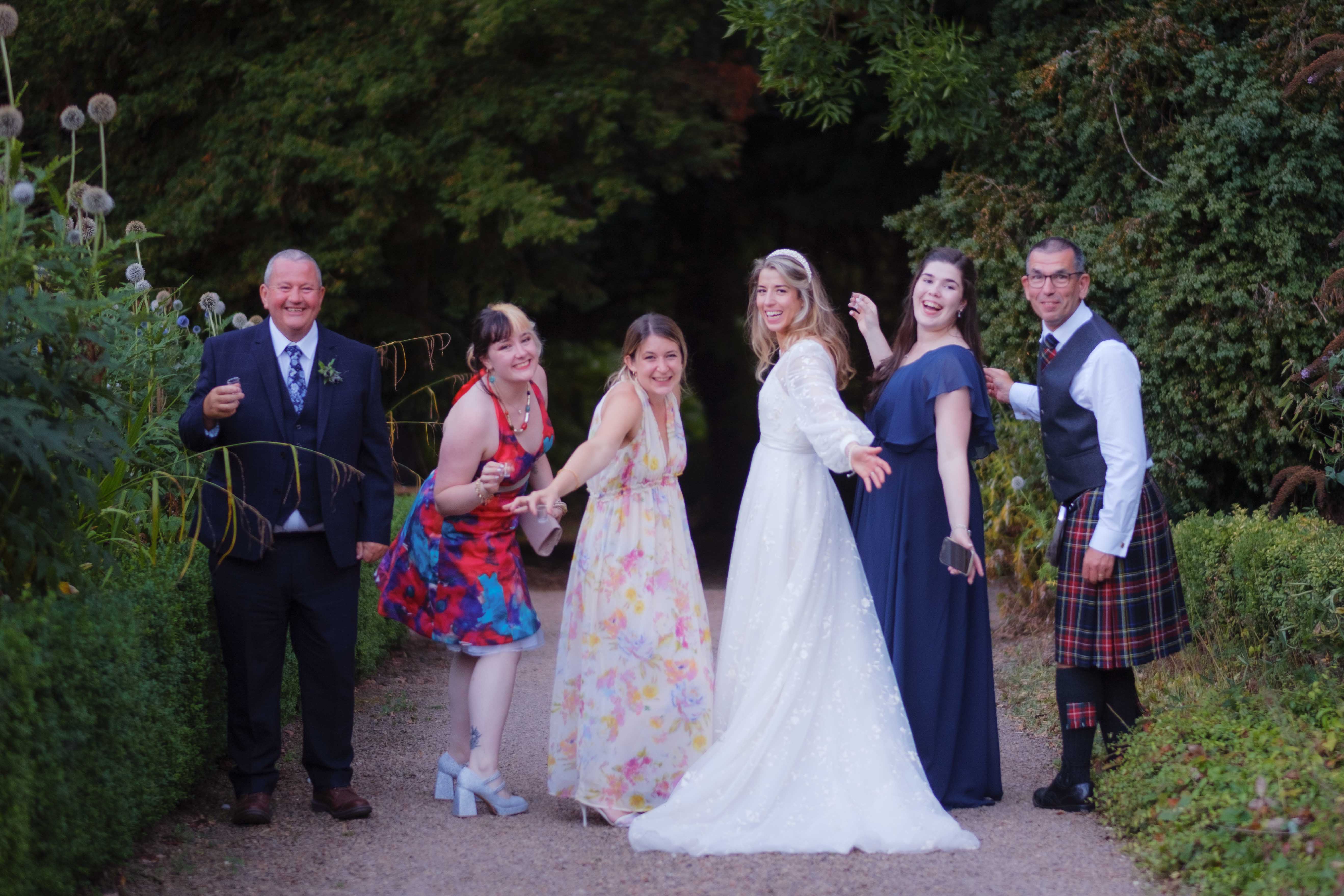 Bridal party in the evening drinking shots of Tequila. Bridal party in the evening drinking shots of Tequila.