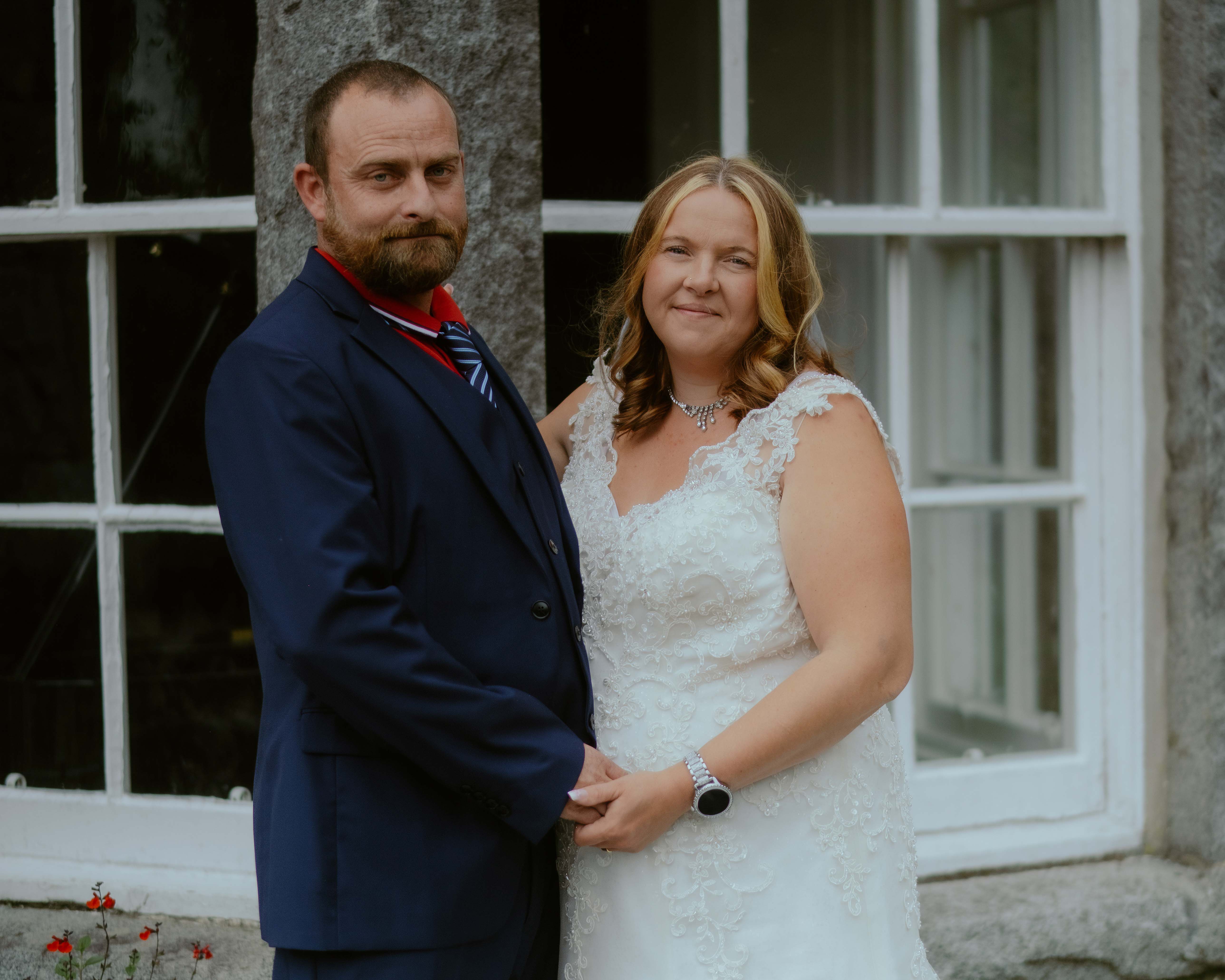 Bride and Groom, informal couple portrait Bride and Groom, informal couple portrait